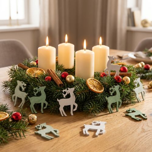 Streudeko Weihnachten Holz Hirsch Grün 4×3cm 72 St | Floristik24.de