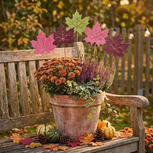 Herbst Gartenstecker Ahornblatt Holz B9,5cm L31cm 12St | Floristik24.de