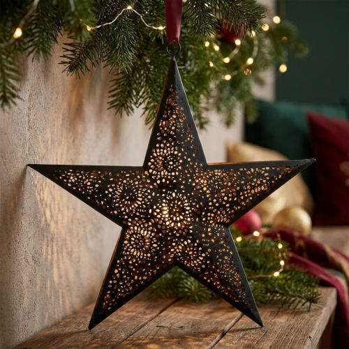 Weihnachtsanhänger Stern Metallstern Schwarz H25,5cm | Floristik24.de