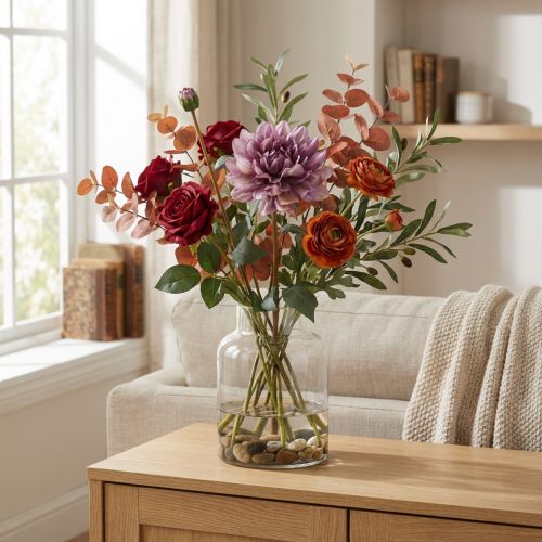 Kunstblume Dahlie Lila Seidenblume und Knospe H57cm | Floristik24.de
