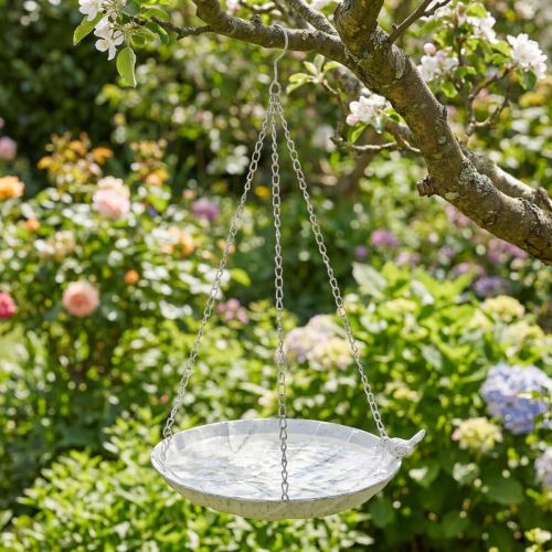 Dekoschale zum Hängen Metall Weiß Shabby Chic