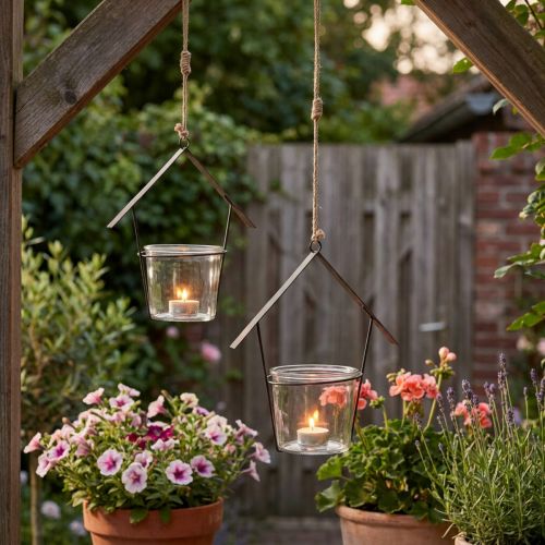 Windlicht Haus Hängend 2er Set Metalldeko Glas