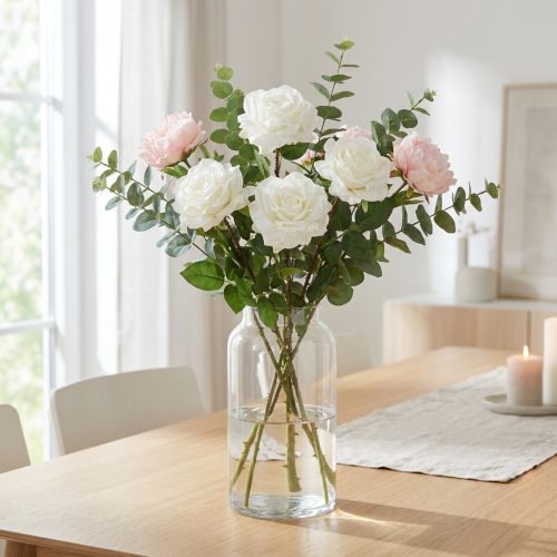 Weiße Rose Kunstblume 72cm Ø13cm