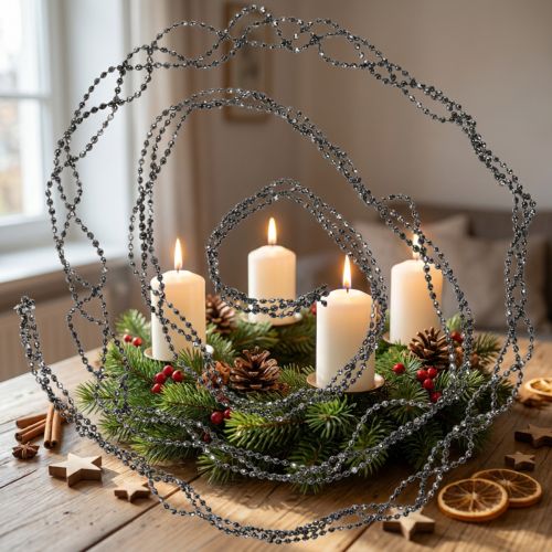 Weihnachtsdeko Perlengirlande Grau 275cm | Floristik24.de