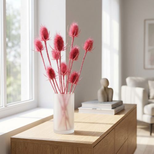 Wilde Karde Trockendeko Rosa Disteln 53cm 10 Köpfe | Floristik24.de
