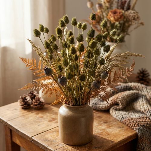 Erdbeerdistel Trockendeko Olivgrün Ø1–2cm L55cm 100g | Floristik24.de