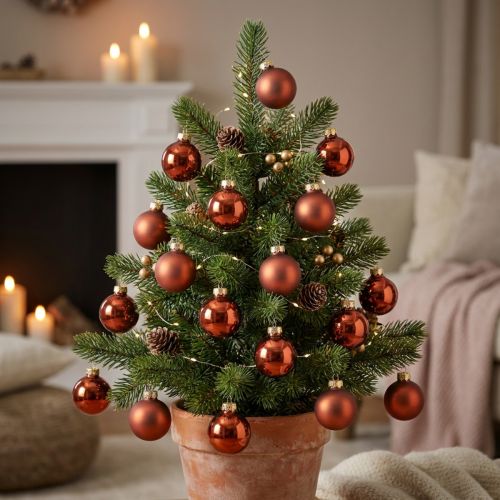Mini Weihnachtskugeln Glas Rostrot Ø2cm 44St