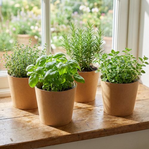 Pflanzgefäß, Blumentopf, Papierübertopf Natur Ø15cm H13cm 4St | Floristik24.de