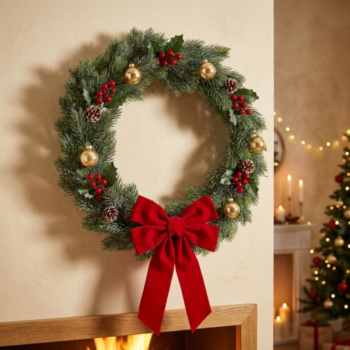 Artikel Tannenkranz künstlich geeist Wanddeko Weihnachten Grüne Tanne Glitzer Ø45cm