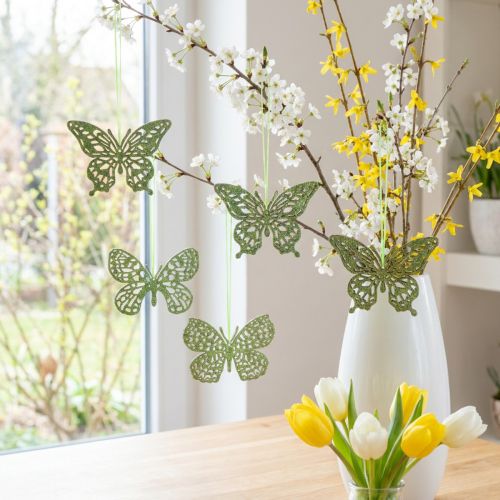 Artikel Dekohänger Schmetterling Grün Glitter8cm 12 St