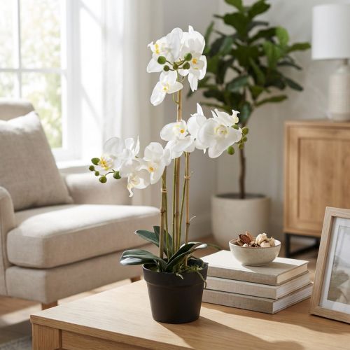 Artikel Künstliche Orchidee im Topf für ein harmonisches Ambiente weiß 60cm