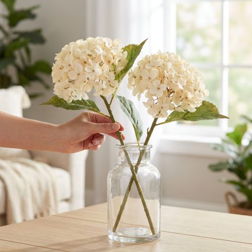 Künstliche Hortensien Creme 34cm 2St Seidenblumen