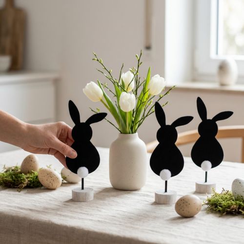 Aufsteller Tischdeko Osterhasen Filz Schwarz 28,5cm 4 St | Floristik24.de