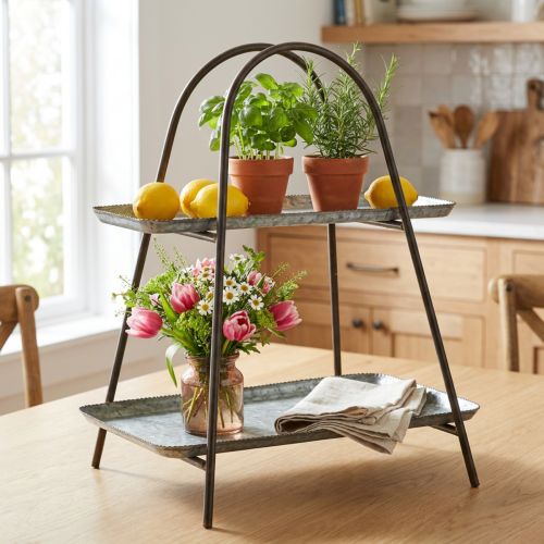 Etagere Vintage Metall Deko Tablett 47cm