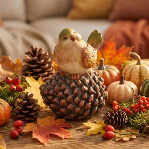 Artikel Herbstdeko Vogel Deko Zapfen Vogelfigur Herbst H19cm