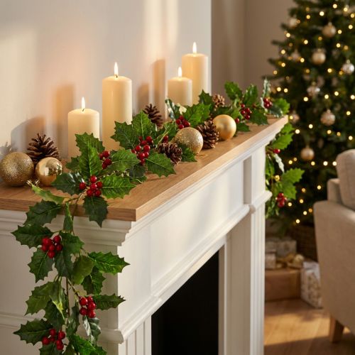 Weihnachtsgirlande Stechpalme künstlich Ilex Girlande 160cm | Floristik24.de
