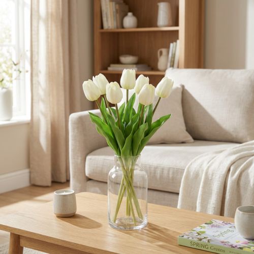 Künstliche Tulpen Weiß Creme Real Touch 38cm 7 St | Floristik24.de
