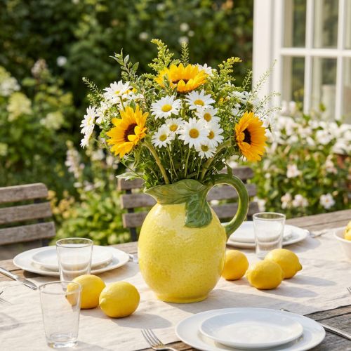 Zitronenvase Keramik Deko Krug Zitronen Gelb H18,5cm | Floristik24.de