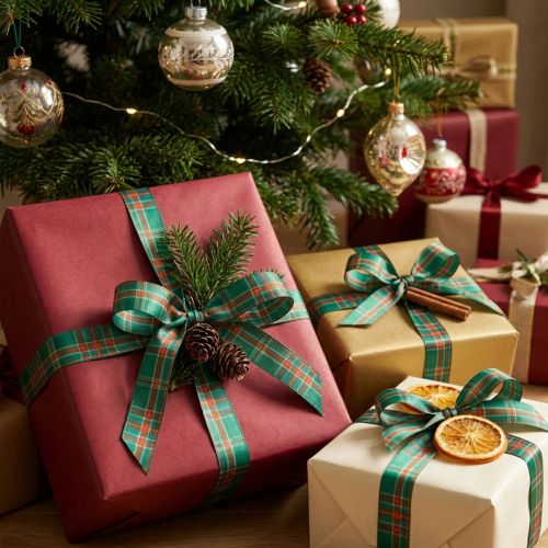 Artikel Geschenkband kariert für Weihnachtsgeschenke 15mm 20m