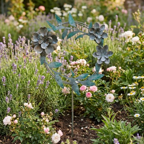 Gartenstecker Blütenkranz Metall H63cm edle Gartendeko