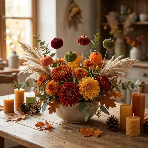 Mini Kürbis Deko am Stiel Herbstdeko 6 Farben Ø4cm 18 St | Floristik24.de
