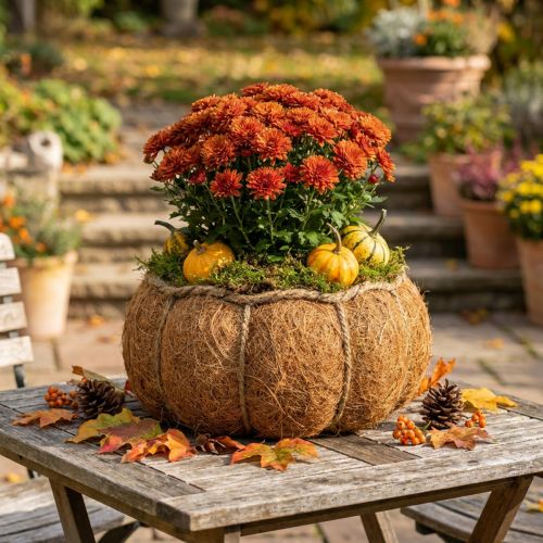 Pflanzkorb Kürbis Herbstdeko Orange Ø22cm H17cm | Floristik24.de