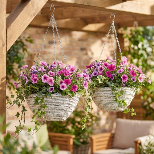 Hängender Blumentopf Stroh Weiß Ø28cm 2St