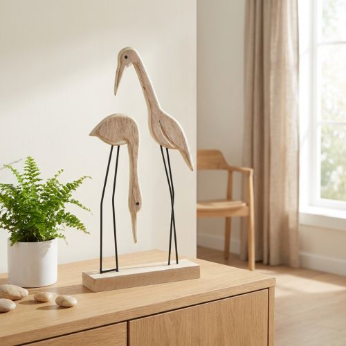 Aufsteller Holz Figur Kranich Paar Natur 27,5×13cm 2 St | Floristik24.de