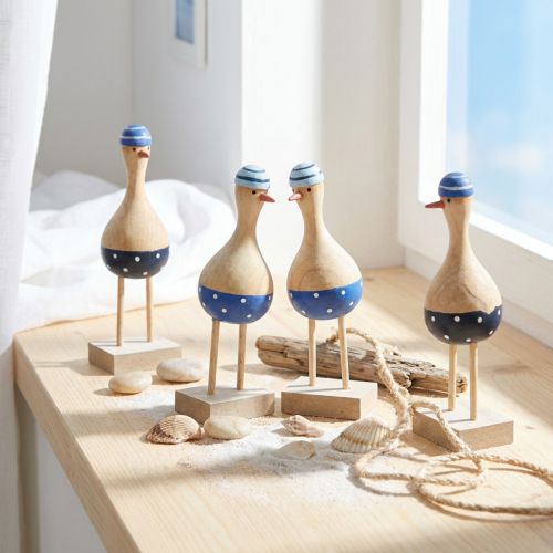 Maritime Deko Möwen aus Holz Blau Dunkelblau H14cm 6 St | Floristik24.de