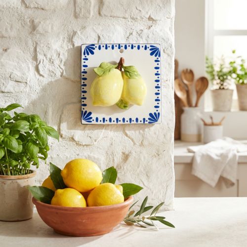 Wanddeko Zitronen Keramik Kachel Küchendeko 15×15cm | Floristik24.de