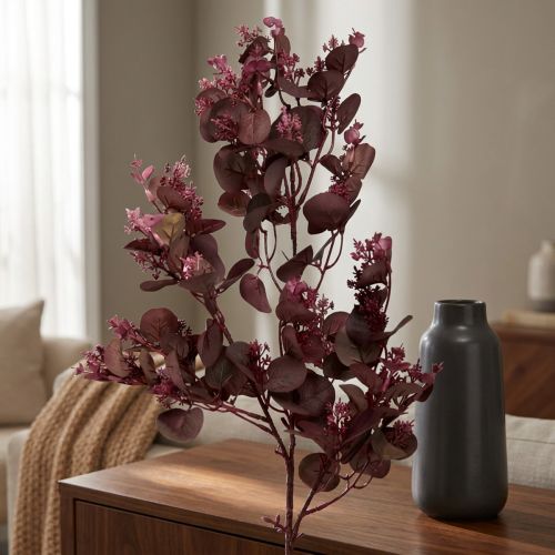 Eukalyptus Zweig burgund 66cm künstlich 2St
