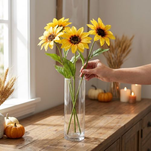Künstliche Sonnenblumen Deko Blumen Gelb 79cm 3St | Floristik24.de
