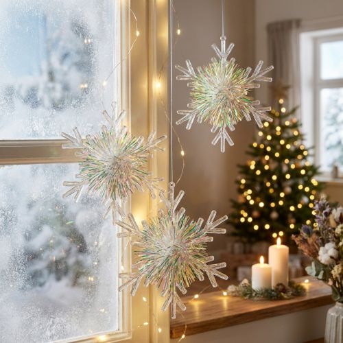 Artikel Deko Eiskristall Schneeflocke zum Aufhängen Ø15cm 3St
