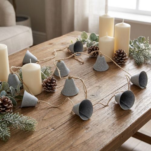 Deko-Girlande mit Glocken Grau 6cm Weihnachtsschmuck