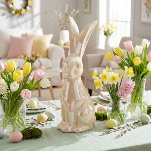 Keramikhase Beige H49,5cm Osterdeko groß