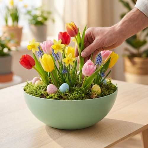 Deko-Schale Grün Pastell Kunststoff Tischdeko Frühling Ø20cm | Floristik24.de