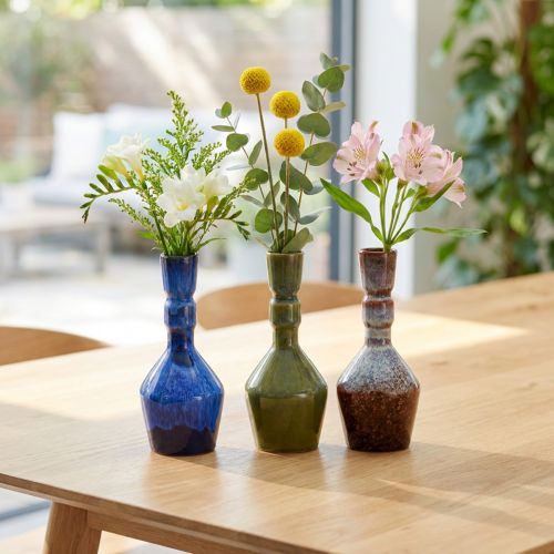 Deko Vase Keramik Blau Grün Braun Ø8cm H18,5cm
