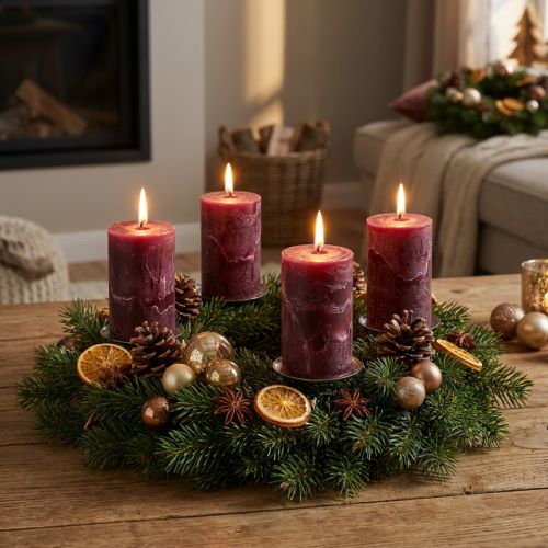 Durchgefärbte Kerzen Burgund 60x100mm 4St | Floristik24.de