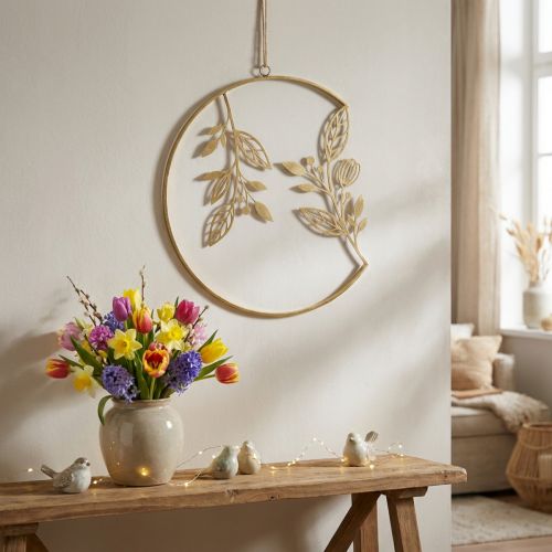 Wanddeko Metall Gold 38cm hängend Zweige