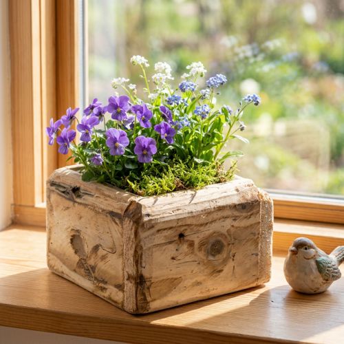 Pflanztopf Holz 12×12×8,5cm Natur quadratisch