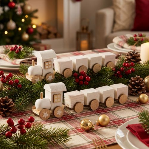 Holzeisenbahn Deko Weihnachtszug Weiß L20cm H6cm 2St | Floristik24.de