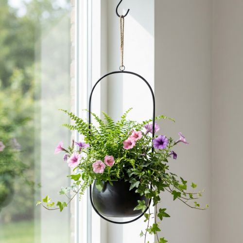 Blumenampel Metall Schwarz Ø15cm