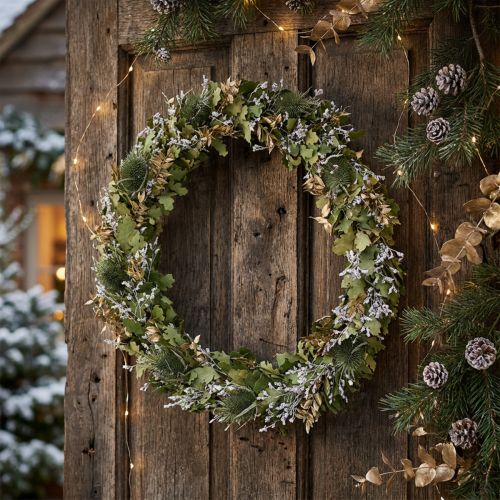 Weihnachtskranz Trockenkranz Eiche Kardendistel Ø45cm | Floristik24.de