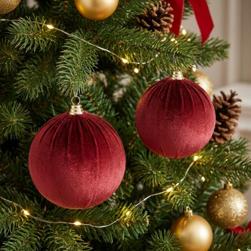 Weihnachtskugel groß samt rot