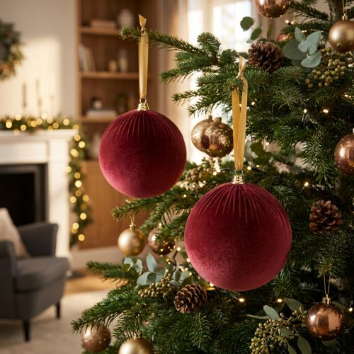 Artikel Christbaumkugel Samt Rot Groß zum Hängen 25cm 2St