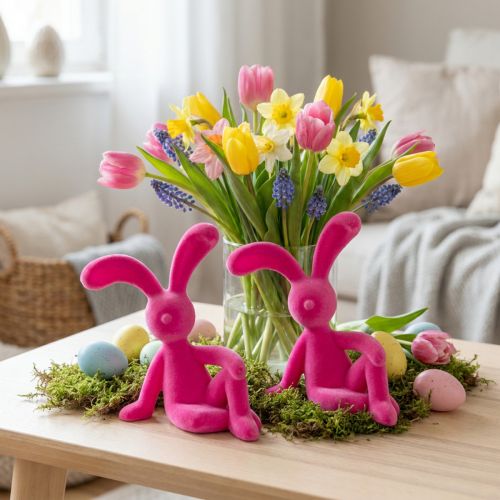 Deko Hase sitzend als Frühlingsdeko Highlight für Wohnzimmer oder Büro 22cm 2St | Floristik24.de