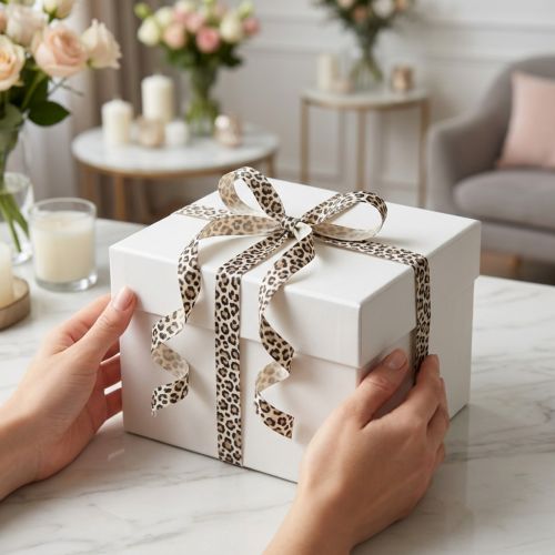 Artikel Geschenkband Leoprint für kreative Dekoration Kräuselband 10mm 100m