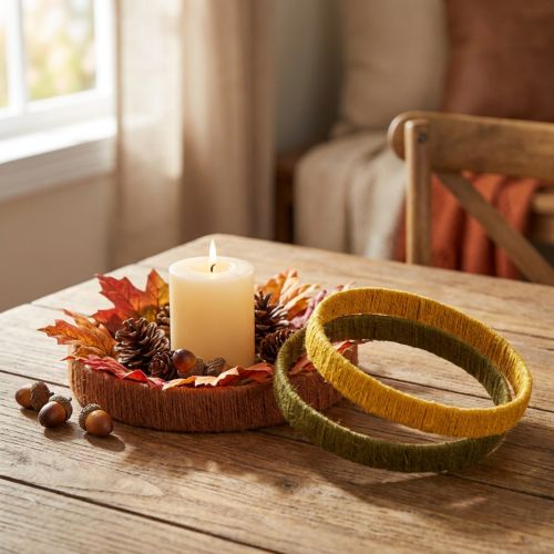 Dekoring Ring Jute Loop Gelb Ocker Braun 4cm Ø30cm 3St | Floristik24.de