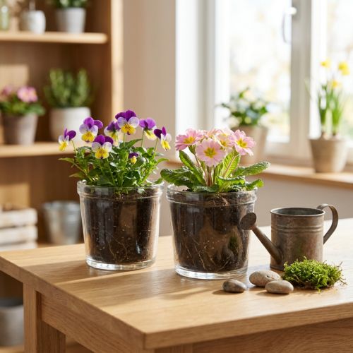 Blumentopf Glas Transparent Ø11cm 2er Set