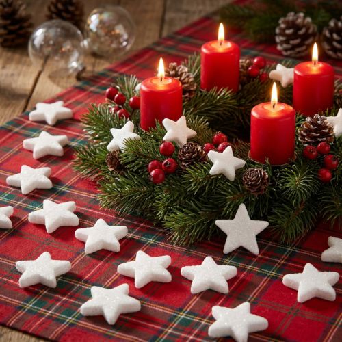 Deko Sterne Weiß 4/5cm 36 St Glitter Weihnachten Streudeko